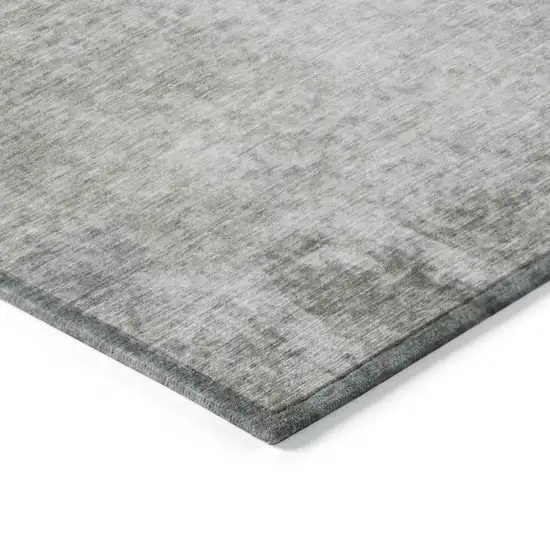 3' X 5' Gray and Off White Abstract Washable Non Skid Indoor Outdoor Area Rug Photo 7