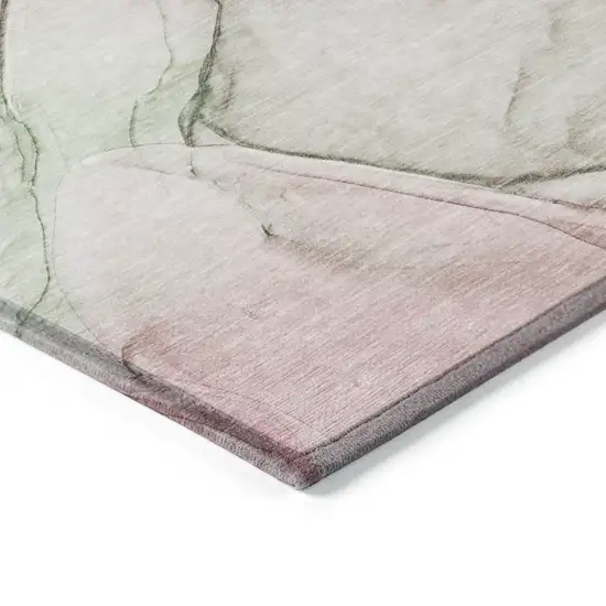 Gray and Pink Abstract Washable Non Skid Indoor Outdoor Area Rug Photo 5