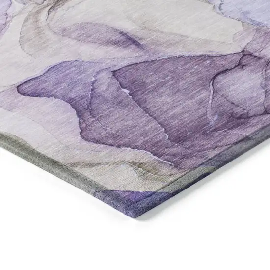 3' X 5' Gray and Purple Abstract Washable Non Skid Indoor Outdoor Area Rug Photo 5