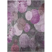 Photo of 3' X 4' Gray and Purple Abstract Washable Non Skid Indoor Outdoor Area Rug