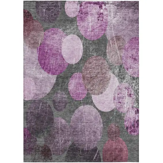 Gray and Purple Abstract Washable Non Skid Indoor Outdoor Area Rug Photo 2