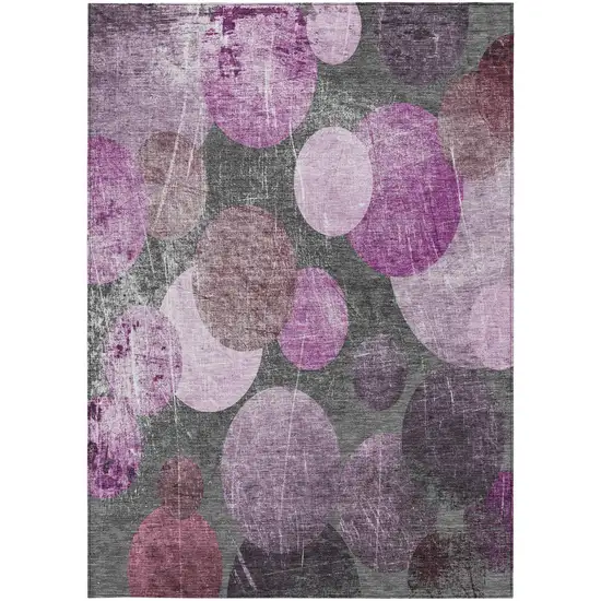 Gray and Purple Abstract Washable Non Skid Indoor Outdoor Area Rug Photo 5