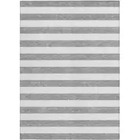 Photo of 3' X 4' Gray and White Striped Washable Non Skid Indoor Outdoor Area Rug