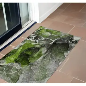 Photo of 3' X 4' Green Abstract Washable Non Skid Indoor Outdoor Area Rug