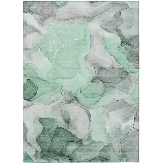 3' X 4' Green Abstract Washable Non Skid Indoor Outdoor Area Rug Photo 2