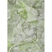 Photo of 3' X 5' Green Abstract Washable Non Skid Indoor Outdoor Area Rug