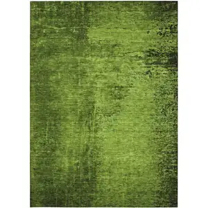 Photo of 3' X 4' Green Abstract Washable Non Skid Indoor Outdoor Area Rug