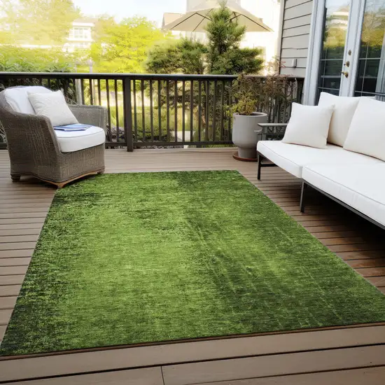 3' X 5' Green Abstract Washable Non Skid Indoor Outdoor Area Rug Photo 8