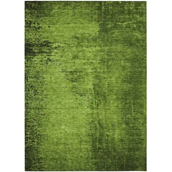 Green Abstract Washable Non Skid Indoor Outdoor Area Rug Photo 2