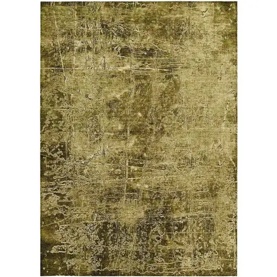 3' X 4' Green Abstract Washable Non Skid Indoor Outdoor Area Rug Photo 4