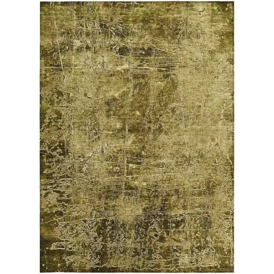 Green Abstract Washable Non Skid Indoor Outdoor Area Rug Photo 4