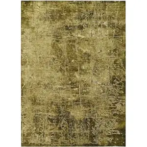 Photo of 3' X 5' Green Abstract Washable Non Skid Indoor Outdoor Area Rug