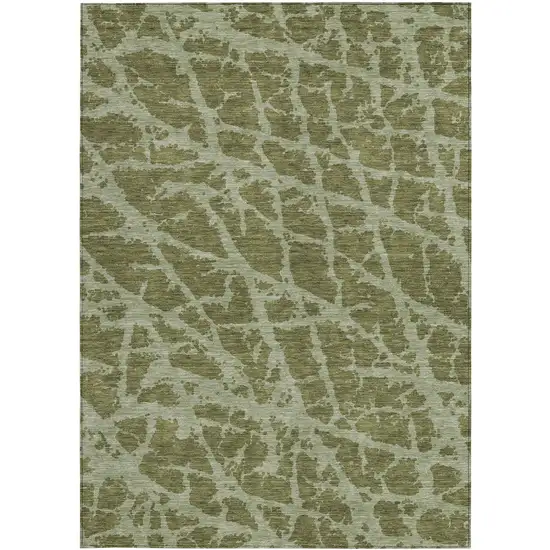 3' X 4' Green Abstract Washable Non Skid Indoor Outdoor Area Rug Photo 7