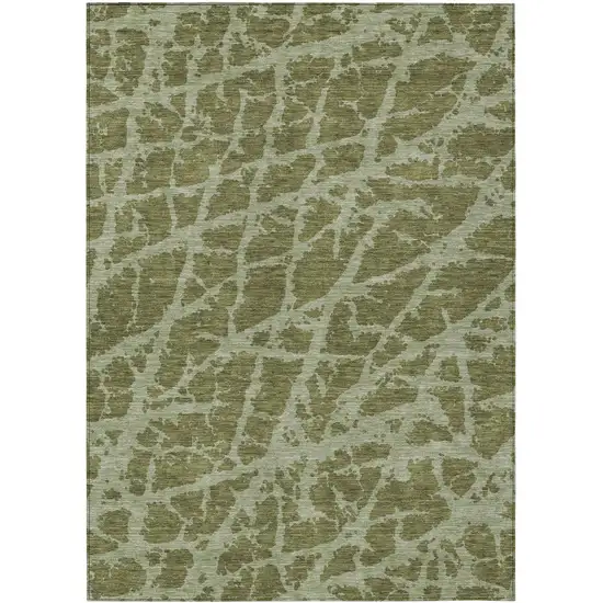 3' X 4' Green Abstract Washable Non Skid Indoor Outdoor Area Rug Photo 2