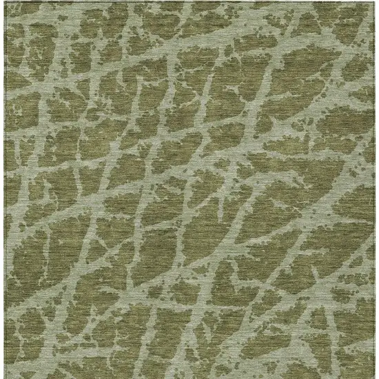 Green Abstract Washable Non Skid Indoor Outdoor Area Rug Photo 7