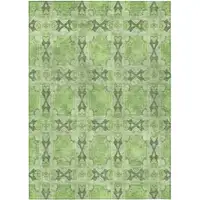 Photo of 3' X 4' Green Floral Medallion Washable Non Skid Indoor Outdoor Area Rug