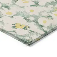 Photo of 3' X 5' Green Floral Washable Non Skid Indoor Outdoor Area Rug