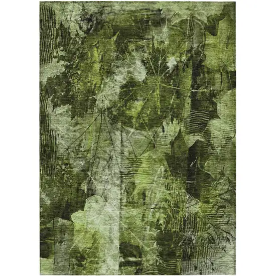 3' X 4' Green Floral Washable Non Skid Indoor Outdoor Area Rug Photo 2