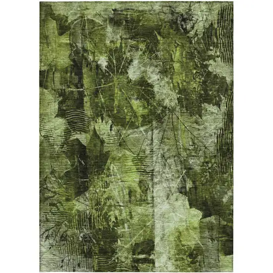 3' X 4' Green Floral Washable Non Skid Indoor Outdoor Area Rug Photo 5