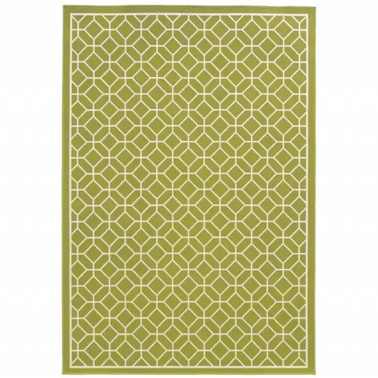 3' X 5' Green Geometric Stain Resistant Indoor Outdoor Area Rug Photo 1