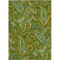 Photo of 3' X 4' Green Paisley Washable Non Skid Indoor Outdoor Area Rug