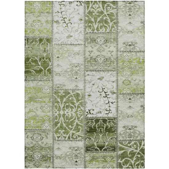 Green Patchwork Washable Non Skid Indoor Outdoor Area Rug Photo 4