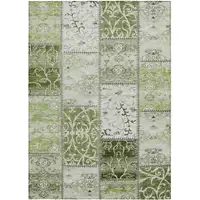 Photo of 3' X 5' Green Patchwork Washable Non Skid Indoor Outdoor Area Rug