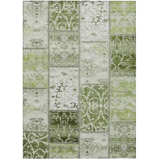 Green Patchwork Washable Non Skid Indoor Outdoor Area Rug Photo 2