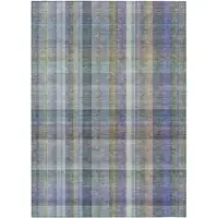 Photo of 3' X 5' Green Plaid Washable Non Skid Indoor Outdoor Area Rug