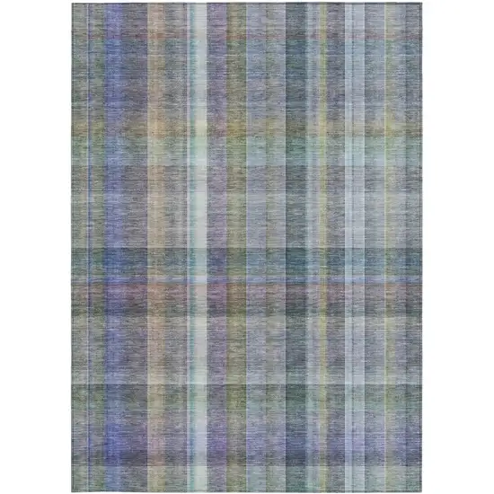 3' X 5' Green Plaid Washable Non Skid Indoor Outdoor Area Rug Photo 3