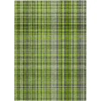 Photo of 3' X 4' Green Plaid Washable Non Skid Indoor Outdoor Area Rug