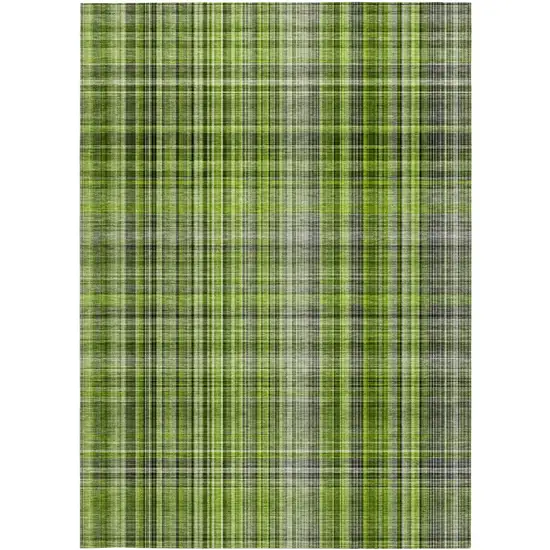 3' X 4' Green Plaid Washable Non Skid Indoor Outdoor Area Rug Photo 2