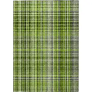 Photo of 3' X 4' Green Plaid Washable Non Skid Indoor Outdoor Area Rug