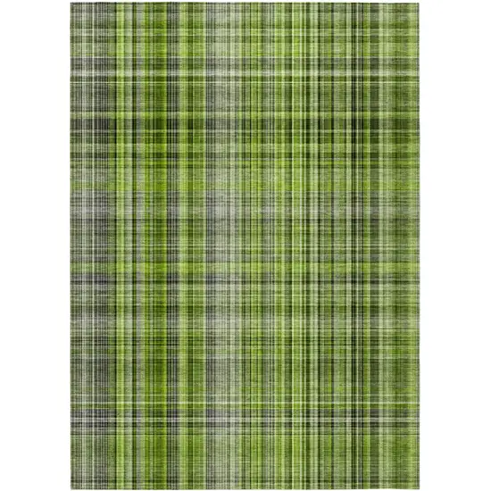 3' X 4' Green Plaid Washable Non Skid Indoor Outdoor Area Rug Photo 2