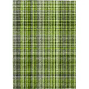 Photo of 3' X 5' Green Plaid Washable Non Skid Indoor Outdoor Area Rug