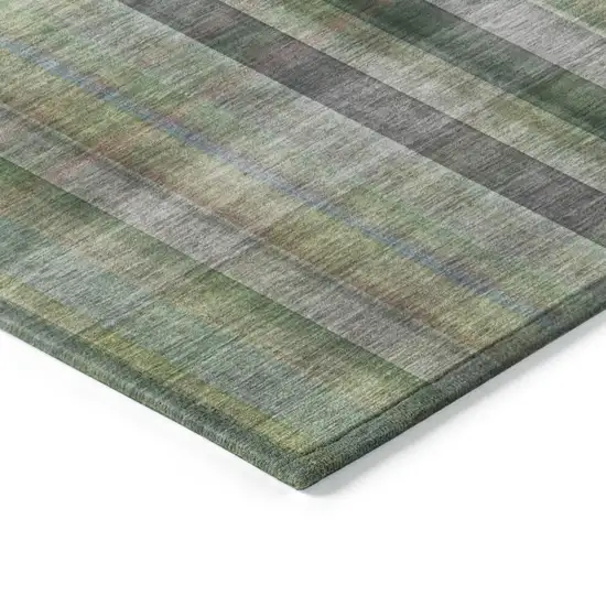 3' X 4' Green Plaid Washable Non Skid Indoor Outdoor Area Rug Photo 7