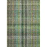 Photo of 3' X 5' Green Plaid Washable Non Skid Indoor Outdoor Area Rug