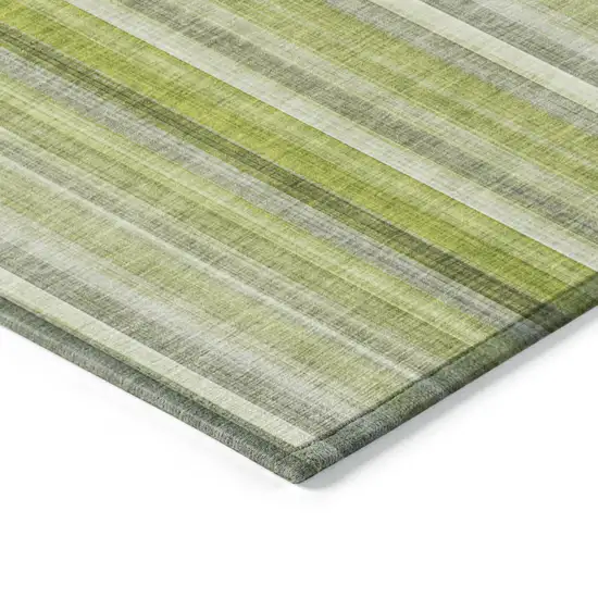 3' X 4' Green Striped Washable Non Skid Indoor Outdoor Area Rug Photo 7