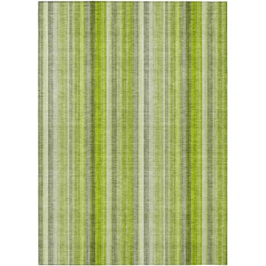 3' X 4' Green Striped Washable Non Skid Indoor Outdoor Area Rug Photo 2