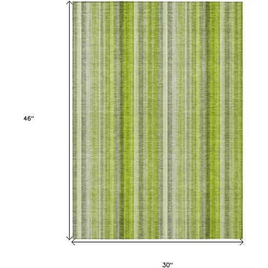 3' X 4' Green Striped Washable Non Skid Indoor Outdoor Area Rug Photo 3