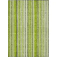 Photo of 3' X 4' Green Striped Washable Non Skid Indoor Outdoor Area Rug