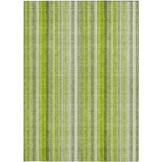 3' X 4' Green Striped Washable Non Skid Indoor Outdoor Area Rug Photo 5