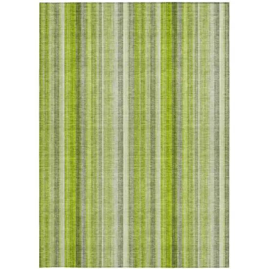 Green Striped Washable Non Skid Indoor Outdoor Area Rug Photo 5