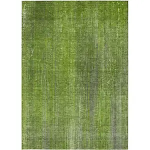 Photo of 3' X 4' Green Striped Washable Non Skid Indoor Outdoor Area Rug