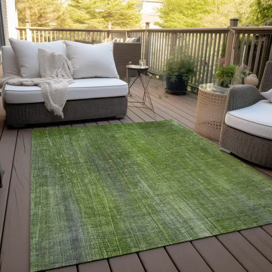 3' X 4' Green Striped Washable Non Skid Indoor Outdoor Area Rug Photo 8