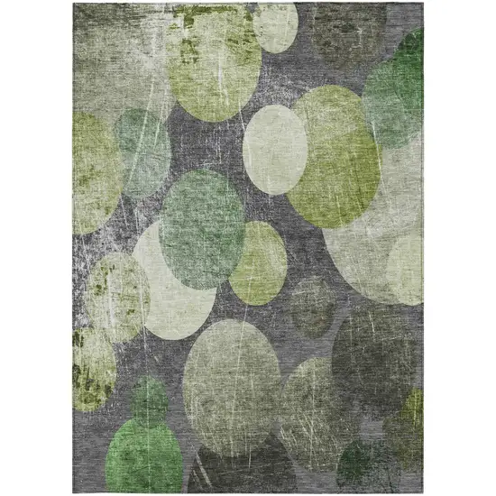 Green and Gray Abstract Washable Non Skid Indoor Outdoor Area Rug Photo 4