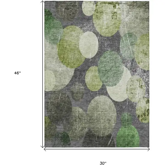 Green and Gray Abstract Washable Non Skid Indoor Outdoor Area Rug Photo 3