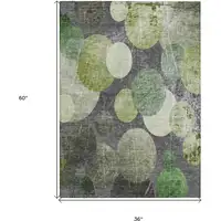 Photo of 3' X 5' Green and Gray Abstract Washable Non Skid Indoor Outdoor Area Rug