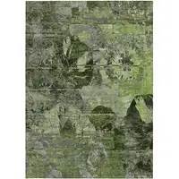 Photo of 3' X 4' Green and Gray Floral Washable Non Skid Indoor Outdoor Area Rug