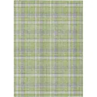 Photo of 3' X 4' Green and Gray Plaid Washable Non Skid Indoor Outdoor Area Rug